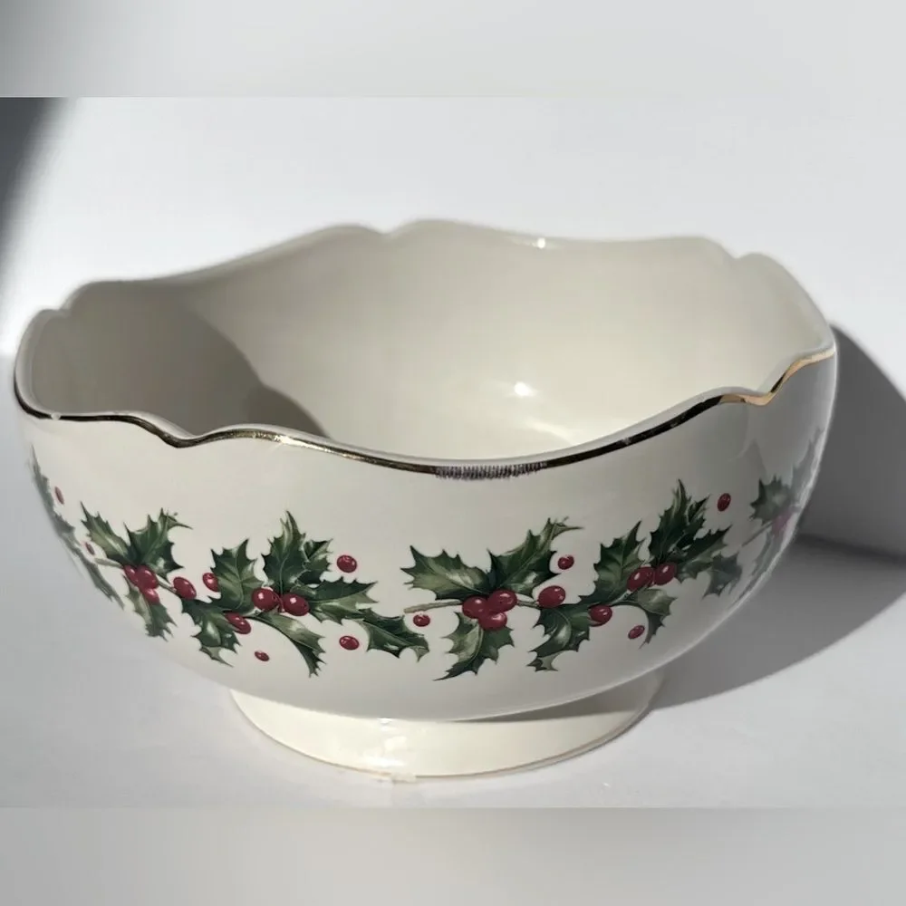 LENOX 75th Anniversary Christmas Holiday Teleflora Holly Berry Porcelain Bowl
